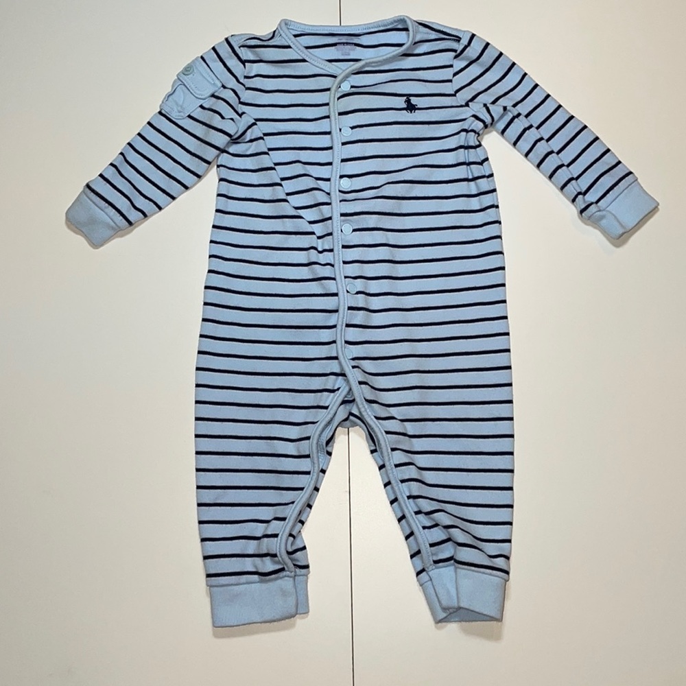 Ralph Lauren Baby Boy Striped Footless Pajama Romper 6M